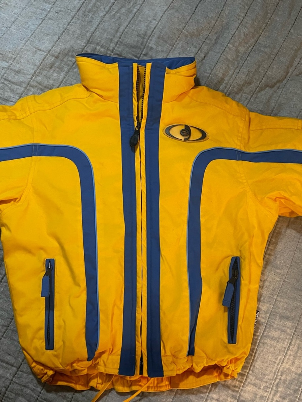 Obermeyer Vintage Yellow Ski Jacket with Blue Logo Patch